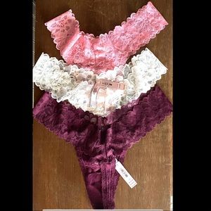 NWT Set of 3 Victoria’s Secret Lace Thongs